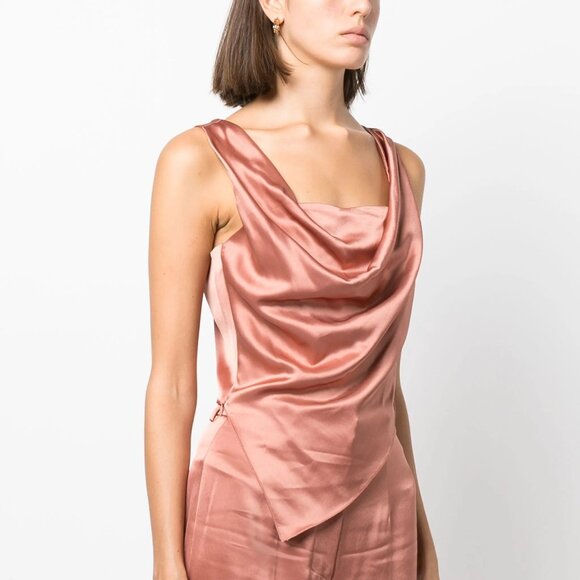 Nanushka Tops - Nanushka Petra Sleeveless Draped Satin Top